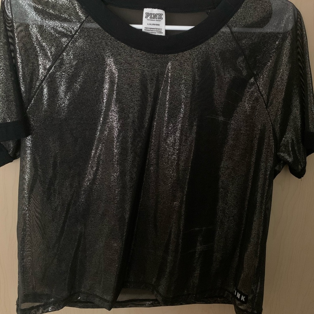 Pink Silver Mesh Top